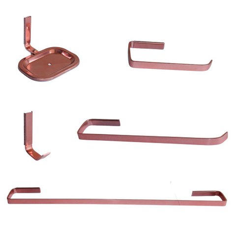 Kit Acessórios Para Banheiro Chapa 5 Peças Rose