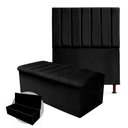 Ver imagem 1 de Kit Cabeceira + Calçadeira Baú Cancun Solteiro 120cm Suede - Ecotec Decor:Preto