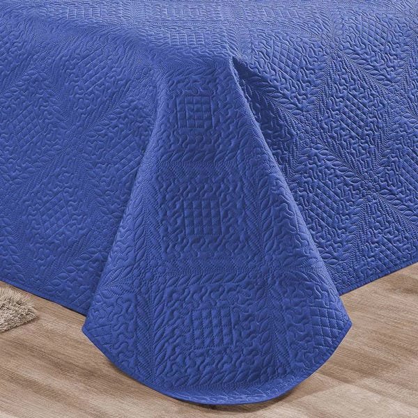 Kit Parma Cobre Leito Casal Padrão Dupla Face + Capas de Almofadas 7 Peças - Azul - 5