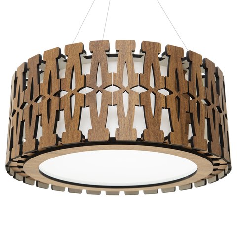 Luminária Decorativa Madeira Pendente Redondo Ubatuba 60cm