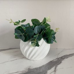 Vaso Branco de Cerâmica Trabalhado Decorativo - 2