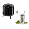 Kit 1 Garrafa Térmica 5 Litros 1 Copo Cuia De Tereré De Alumínio Com Bomba E Tampa Preta - 1