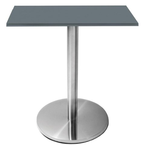 Mesa Beta Inox 75 Cm (altura) Disco Redondo Tampo Mdp Quadrado 80 Cm (larg) X 2,50 Cm (alt) Grafito