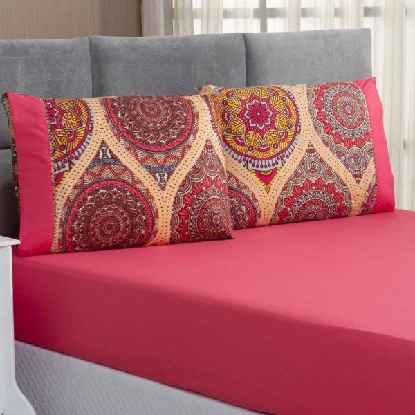 Jogo de Cama Forest Rosê Mandala Casal Micropercal 200 Fios 03 Peças - 1