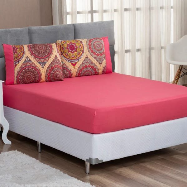 Jogo de Cama Forest Rosê Mandala Casal Micropercal 200 Fios 03 Peças - 2