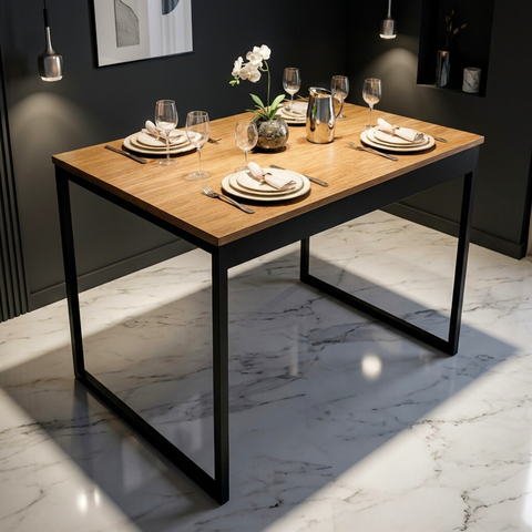 Mesa de Jantar Apartamento Estilo Industrial 100% Mdf Compacta Sala Cozinha Moderna 100x60