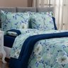 Kit Edredom Forest Floral Verde/Marinho Queen Micropercal 200 Fios Dupla Face 03 Peças - 2