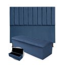 Ver imagem 1 de Kit Cabeceira + Calçadeira Baú Cancun Queen Size 160cm Suede - Ecotec Decor:Azul Marinho