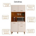 Ver imagem 3 de Kit Armário Cozinha New Izis 4 Portas Freijó Off White Poliman