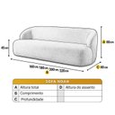 Ver imagem 3 de Sofá Fixo Noah 3 Lugares Luxo 1,80m Castellar Móbile Branco Corino Off White