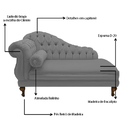 Ver imagem 3 de Recamier Divã Namoradeira Larissa 185cm Direito de Quem Senta Suede Cinza - Incasa Decor