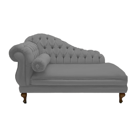 Recamier Divã Namoradeira Larissa 185cm Direito de Quem Senta Suede Cinza - Incasa Decor