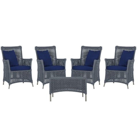 4 Poltronas e 1 Mesa Igapó Alumínio Fendi Corda Náutica E10 Prata