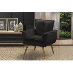 Kit 2 Poltronas Decorativa Opala Luxo Preto Adonai Estofados - 2