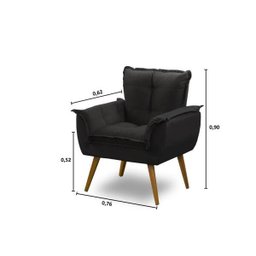 Kit 2 Poltronas Decorativa Opala Luxo Preto Adonai Estofados - 4