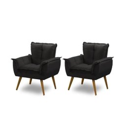 Kit 2 Poltronas Decorativa Opala Luxo Preto Adonai Estofados - 1