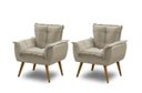 Ver imagem 1 de Kit 2 Poltronas Opala Luxo Bege Capuccino Claro - Adonai Estofados