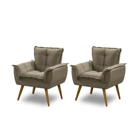 Kit 2 Poltronas Opala Luxo Capuccino Montanaris Decor