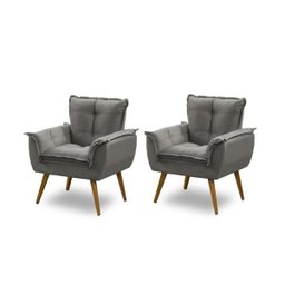 Kit 2 Poltronas Opala Luxo Cinza - Adonai Estofados - 1