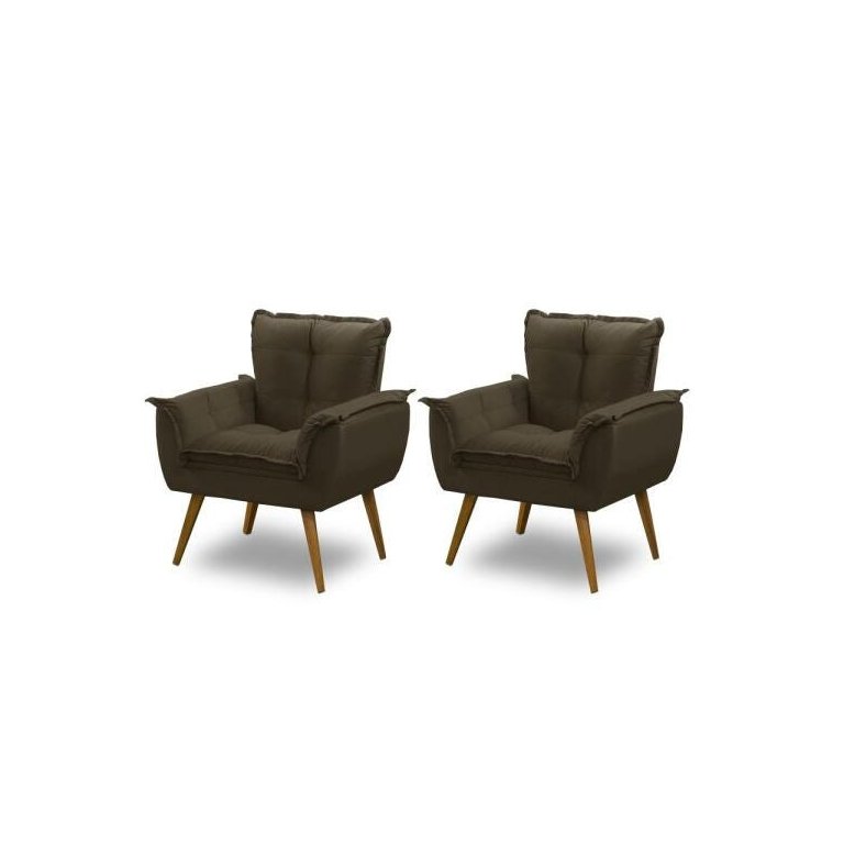 Kit 2 Poltronas Opala Luxo Marrom Adonai Estofados