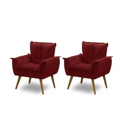 Kit 2 Poltronas Opala Luxo Vermelho - Adonai Estofados - 1