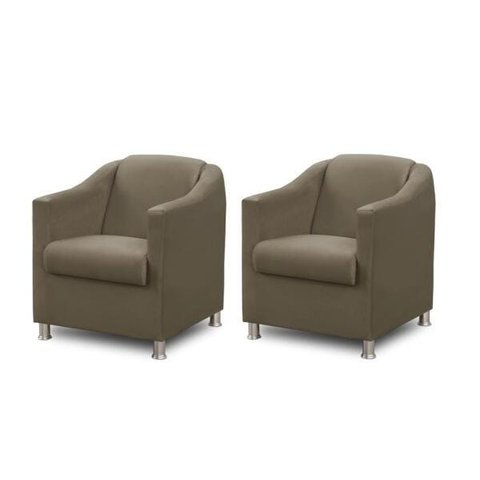 Kit 2 Poltronas Bia Luxo Suede Capuccino - Adonai Estofados