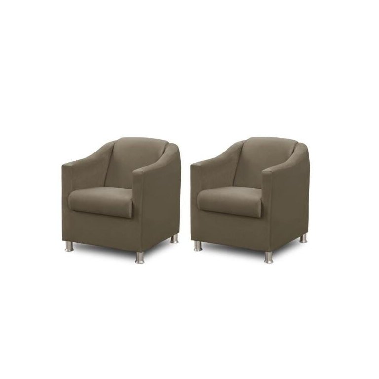Kit 2 Poltronas Bia Luxo Suede Capuccino - Adonai Estofados