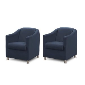 Kit 2 Poltronas Bia Luxo Suede Azul - Adonai Estofados
