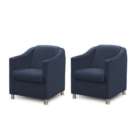 Kit 2 Poltronas Bia Luxo Suede Azul - Adonai Estofados