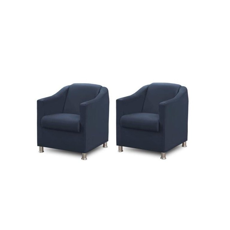 Kit 2 Poltronas Bia Luxo Suede Azul - Adonai Estofados