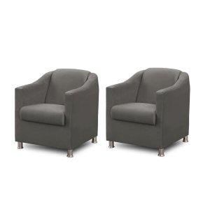Kit 2 Poltronas Bia Luxo Suede Cinza - Adonai Estofados