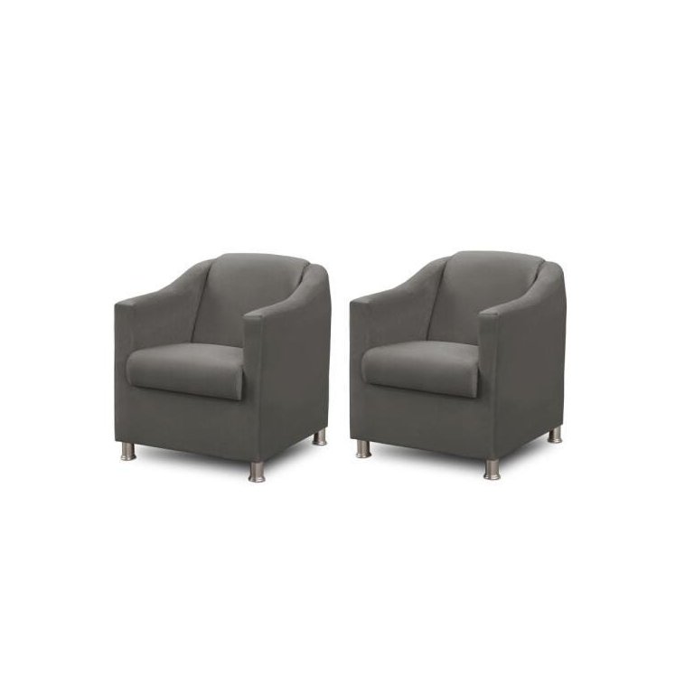 Kit 2 Poltronas Bia Luxo Suede Cinza - Adonai Estofados