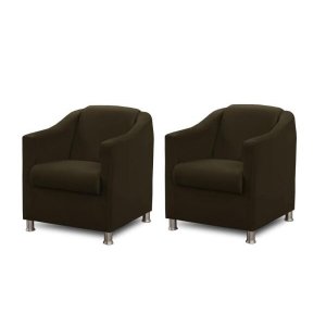 Kit 2 Poltronas Bia Luxo Suede Marrom - Adonai Estofados