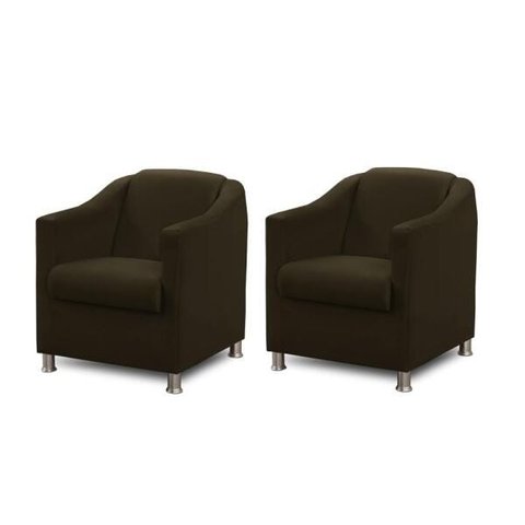 Kit 2 Poltronas Bia Luxo Suede Marrom - Adonai Estofados
