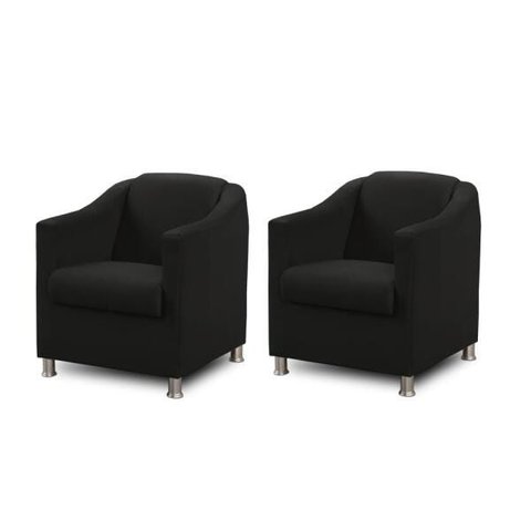 Kit 2 Poltronas Bia Luxo Suede Preto - Adonai Estofados