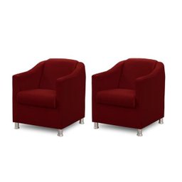 Kit 2 Poltronas Bia Luxo Suede Vermelho - Adonai Estofados - 1