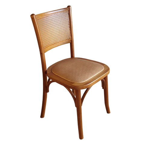 Cadeira Tomer Assento Rattan Cor Mel
