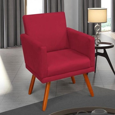 Poltrona Decorativa Nina Luxo Vermelha - Adonai Estofados