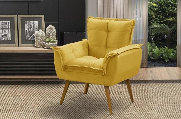 Poltrona Decorativa Opala Luxo Amarelo - Adonai Estofados - 1