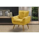 Ver imagem 1 de Poltrona Decorativa Opala Luxo Amarelo - Adonai Estofados