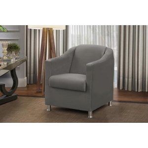 Poltrona Decorativa Bia Luxo Suede Cinza - ADONAI ESTOFADOS