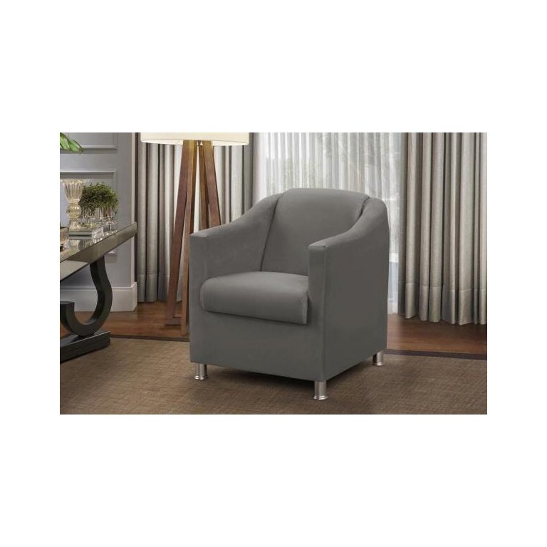 Poltrona Decorativa Bia Luxo Suede Cinza - ADONAI ESTOFADOS