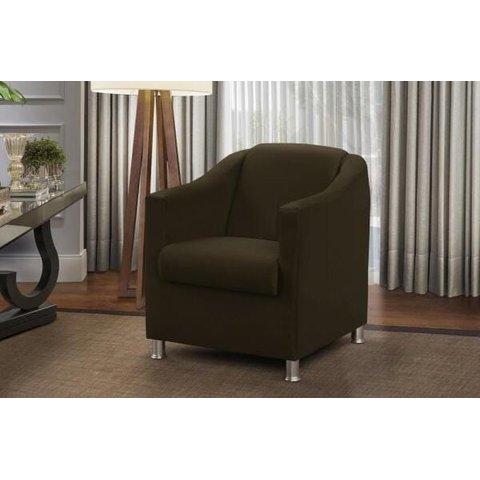Poltrona Decorativa Bia Luxo Suede Marrom - Adonai Estofados
