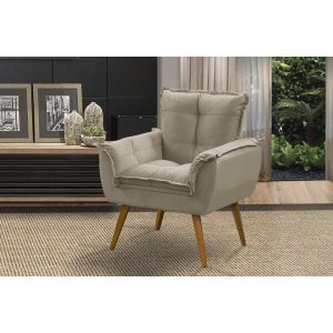 Poltrona Opala Luxo Bege Capuccino Claro - Adonai Estofados