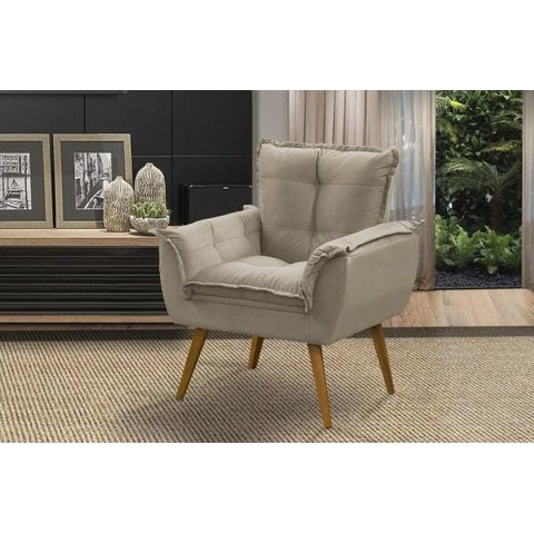 Poltrona Opala Luxo Bege Capuccino Claro - Adonai Estofados
