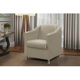 Poltrona Bia Luxo Suede Bege Capuc Claro - ADONAI ESTOFADOS - 1