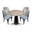 Ver imagem 1 de Conjunto Mesa de Jantar Cone 100 cm Tampo Cimento Texturizado Base Preta com 4 Cadeiras Londres Pers
