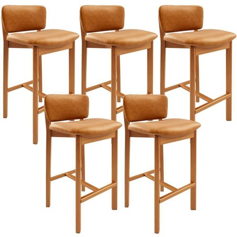 Kit 05 Banquetas Alta para Cozinha Sala de Jantar Bar Dara L02 Couríssimo Whisky - Lyam Decor