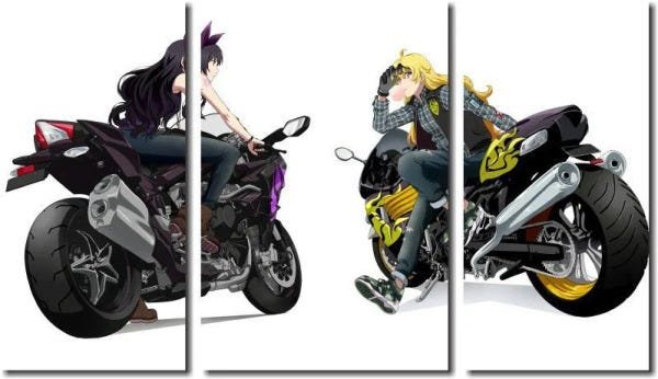 Quadro decorativo paisagem moto para quartos e salas 3 peças - 1