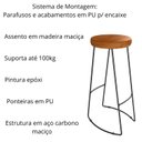 Ver imagem 3 de Kit 2 Banqueta Alta Industrial Madeira Bancada Cozinha Aurora